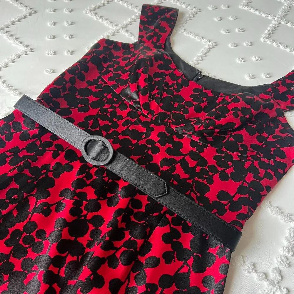 Maggy London Sleeveless Red and Black Satin Dress SIZE 8 - Picture 14 of 16